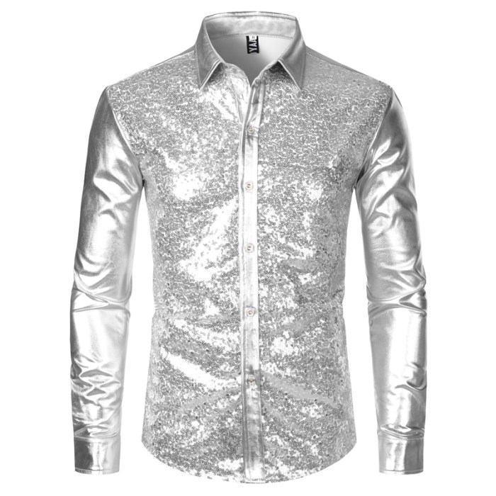 Silver dress shirt for men