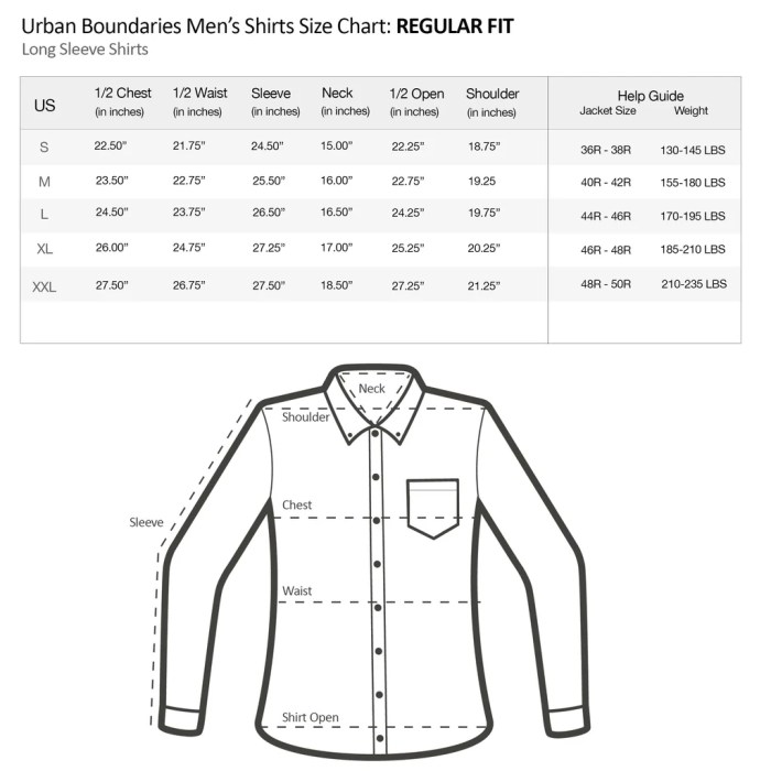 Dress shirt men's size guide