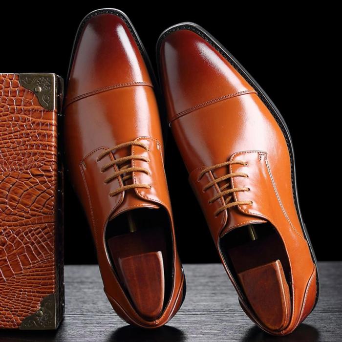 Mens brown lace up dress shoes