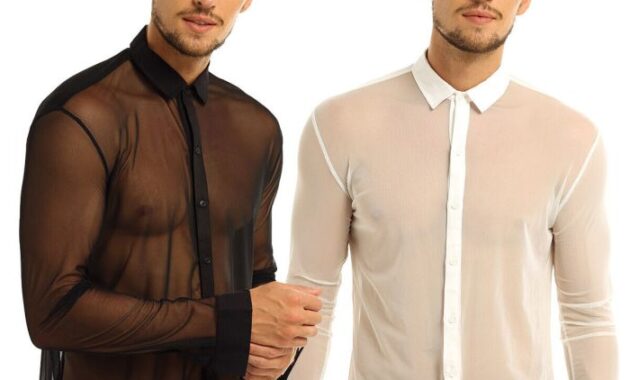 Mens White Dress Shirt See Through Stylish and Transparent Fashion Choice