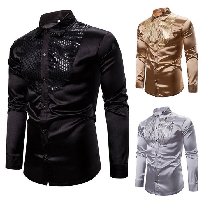 Silver dress shirt for men